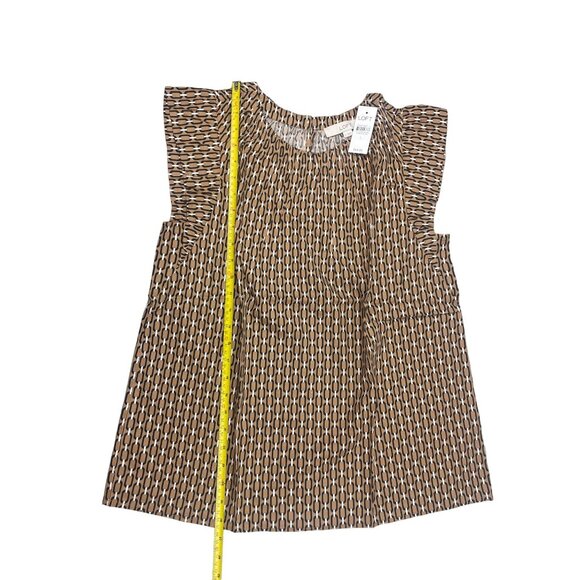 LOFT WOMEN GEO FLUTTER SLEEVE TOP LARGE - Picture 5 of 16